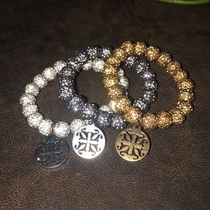 Rustic cuff sparkly beaded bracelet